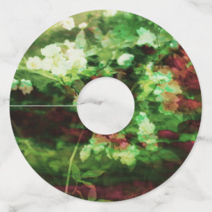 Étiquette Pour Verre De Vin motif d'art cool de fleurs vert rouge. Nature