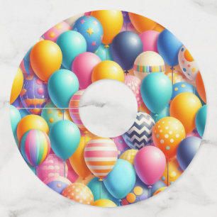 Étiquette Pour Verre De Vin Motif de ballons colorés