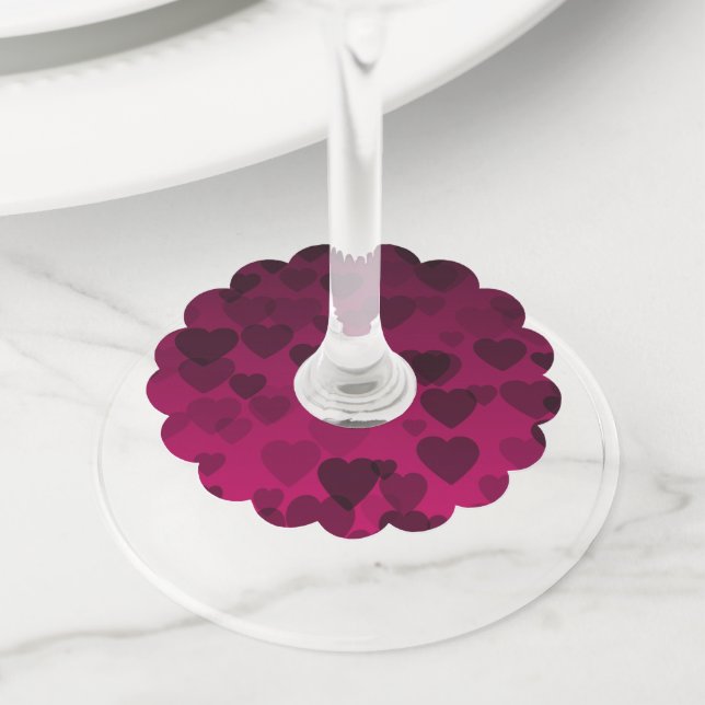 Étiquette Pour Verre De Vin Motif de coeur 18 (De près)