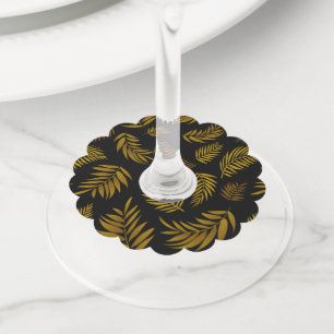 Étiquette Pour Verre De Vin Motif de feuilles tropicales 14