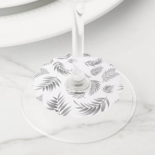 Étiquette Pour Verre De Vin Motif de feuilles tropicales 3