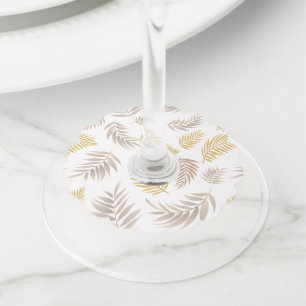 Étiquette Pour Verre De Vin Motif de feuilles tropicales 7