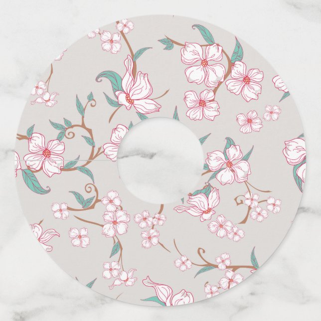 Étiquette Pour Verre De Vin Motif de fleurs effrayantes (Devant)