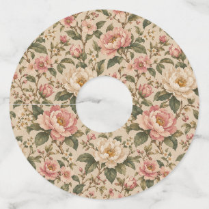 Étiquette Pour Verre De Vin Motif de jardin de pivoine et de rose romantique v