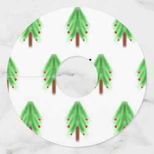 Étiquette Pour Verre De Vin Motif de Noël à l'aquarelle simple avec monogramme