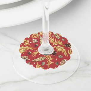 Étiquette Pour Verre De Vin Motif de Noël, Pin neige 3