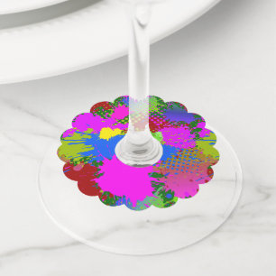 Étiquette Pour Verre De Vin Motif de projection de peinture 3