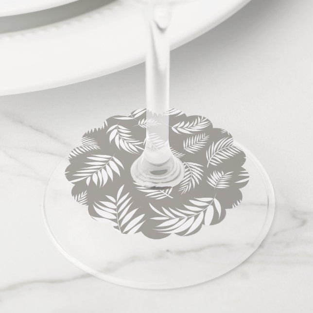 Étiquette Pour Verre De Vin Motif Feuille tropical 9 (De près)