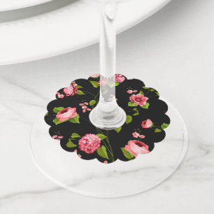 Étiquette Pour Verre De Vin Motif Fleurs 18