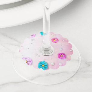 Étiquette Pour Verre De Vin Motif Fleurs 7
