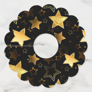 Étiquette Pour Verre De Vin Motif sans couture avec étoiles d'or