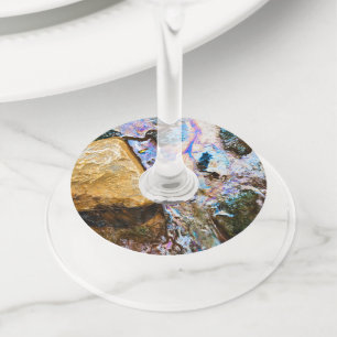 Étiquette Pour Verre De Vin nature abstraite verre à vin eau calme étiquette