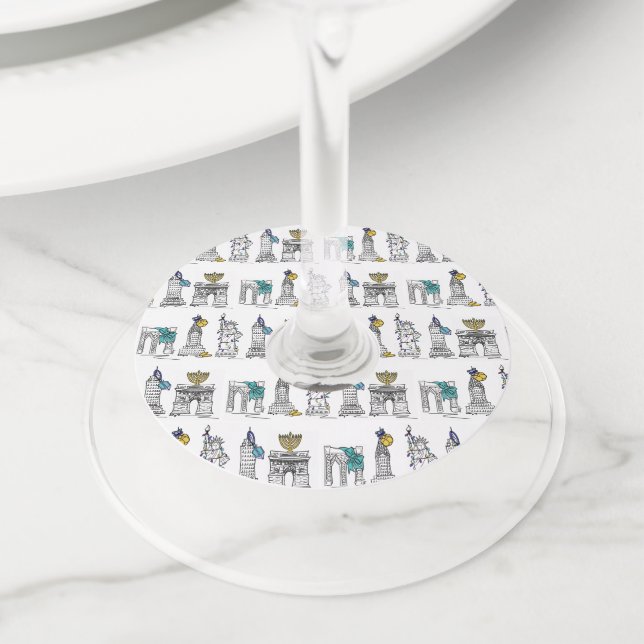 Étiquette Pour Verre De Vin New York City Hanoukka NYC Fêtes juives (De près)