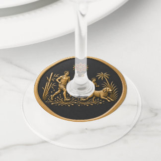 Étiquette Pour Verre De Vin Noël en Juillet Noir et Or