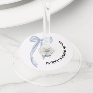 Étiquette Pour Verre De Vin Nœud Bleu Poussiéreux Elle Attache le Nœud Récepti