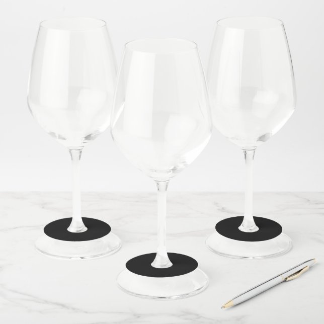 Étiquette Pour Verre De Vin Noir Uni Élégant (Lot)