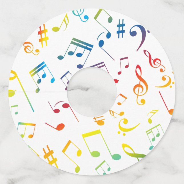 Étiquette Pour Verre De Vin Notes de Musique 4 (Devant)