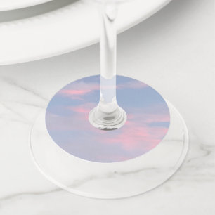 Étiquette Pour Verre De Vin Nuages roses personnalisables