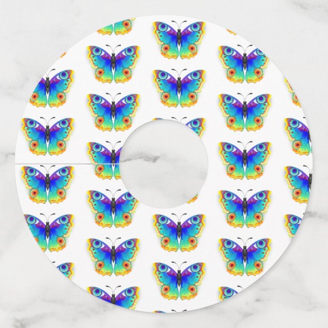 Étiquette Pour Verre De Vin Oeil de paon arc-en-ciel (Devant)