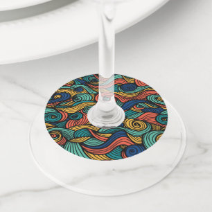 Étiquette Pour Verre De Vin Paisley haché
