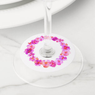 Étiquette Pour Verre De Vin Pansement rose aquarelle art fleur événements mari