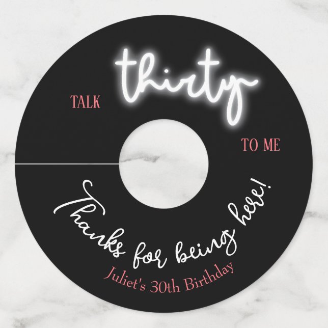 Étiquette Pour Verre De Vin Parle Trente pour moi, fête du 30e anniversaire (Devant)