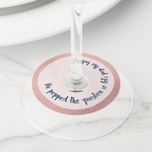 Étiquette Pour Verre De Vin Partie De L'Engagement Il A Populé La Question Ros