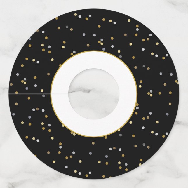 Étiquette Pour Verre De Vin Parties scintillant d'argent de la nouvelle année  (Devant)