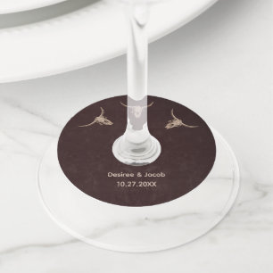 Étiquette Pour Verre De Vin Pays Ouest Brown Rustique Bull Crâne Verre de vin
