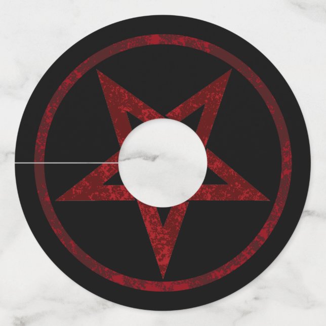 Étiquette Pour Verre De Vin Pentagram Red Devil (Devant)
