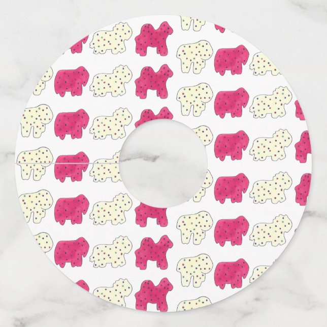 Étiquette Pour Verre De Vin Pink Circus Animal Crackers Cookies Party (Devant)