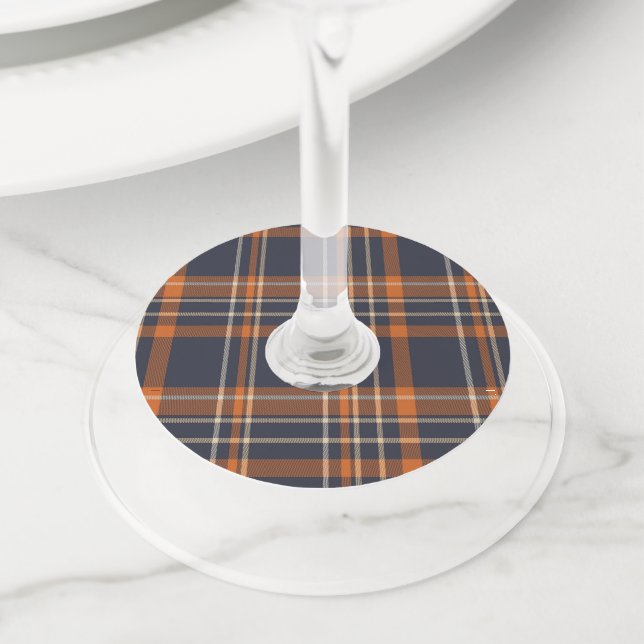 Étiquette Pour Verre De Vin Plaid rustique Noël/hiver (De près)