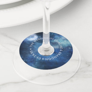Étiquette Pour Verre De Vin Pleine lune Ciel Lunaire Galaxie céleste Étoiles M
