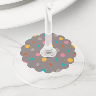 Étiquette Pour Verre De Vin Points d'aquarelle multicolore 3