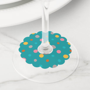 Étiquette Pour Verre De Vin Points d'aquarelle multicolores 6