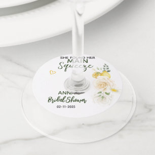 Étiquette Pour Verre De Vin Pressoir Principal Élégant Shower Floral de Mariée