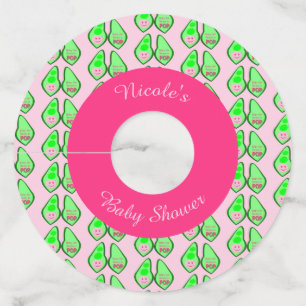 Étiquette Pour Verre De Vin Prêt à pop bébé fille Baby shower de pois rose Per