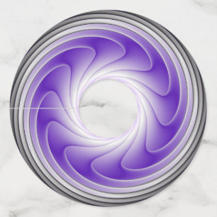 Étiquette Pour Verre De Vin Purple Grey 3D Swirl Moderne Abstrait Fractal Art