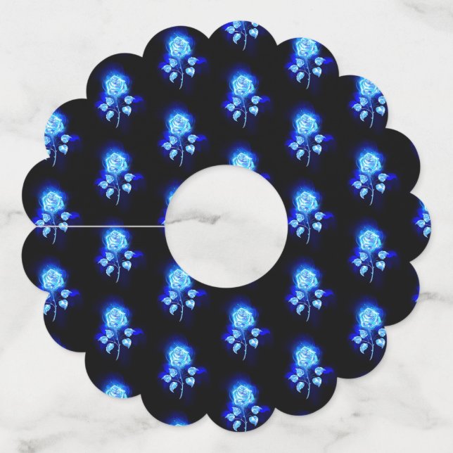 Étiquette Pour Verre De Vin Rose bleu brûlant (Devant)