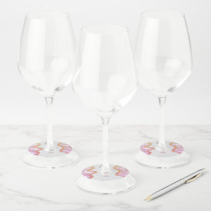 ÉTIQUETTE POUR VERRE DE VIN ROSE MERRY NOËL BALISES FAVORISÉES SIMPLES