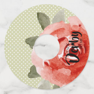 Étiquette Pour Verre De Vin Rose rouge sur les points de chaux