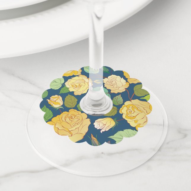 ÉTIQUETTE POUR VERRE DE VIN ROSES 2 (De près)