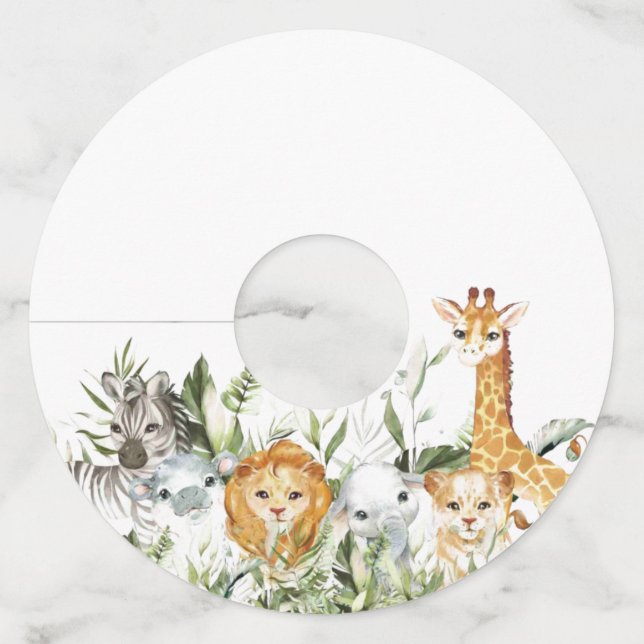 Étiquette Pour Verre De Vin Safari Babyshower (Devant)