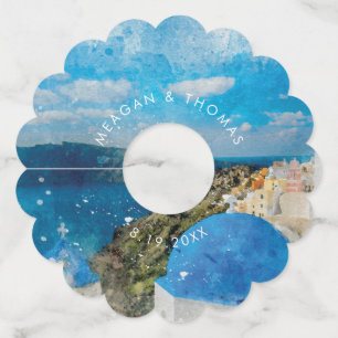 Étiquette Pour Verre De Vin Santorin Grèce destination mariée à l'étranger