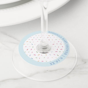 Étiquette Pour Verre De Vin Saupoudrer Baby Shower Bleu