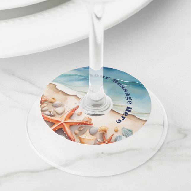 Étiquette Pour Verre De Vin Seashore Bliss Beach Party (De près)