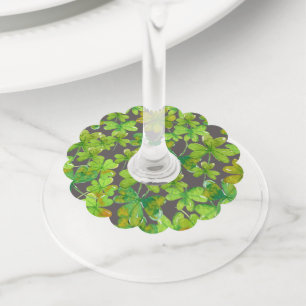 Étiquette Pour Verre De Vin Shamrocks chanceux