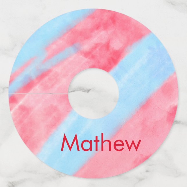 Étiquette Pour Verre De Vin simple initial letter mongram add your name red b (Devant)