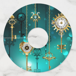 Étiquette Pour Verre De Vin Skeleton Keys on Green Background