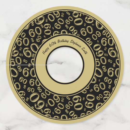 Etiquette Pour Verre De Vin Soixantieme Or Heureux D Anniversaire Et Theme Zazzle Fr